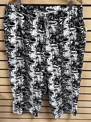 NWT Free Will By Democracy Black White Tropical Floral Pull On Capri Size 2 X