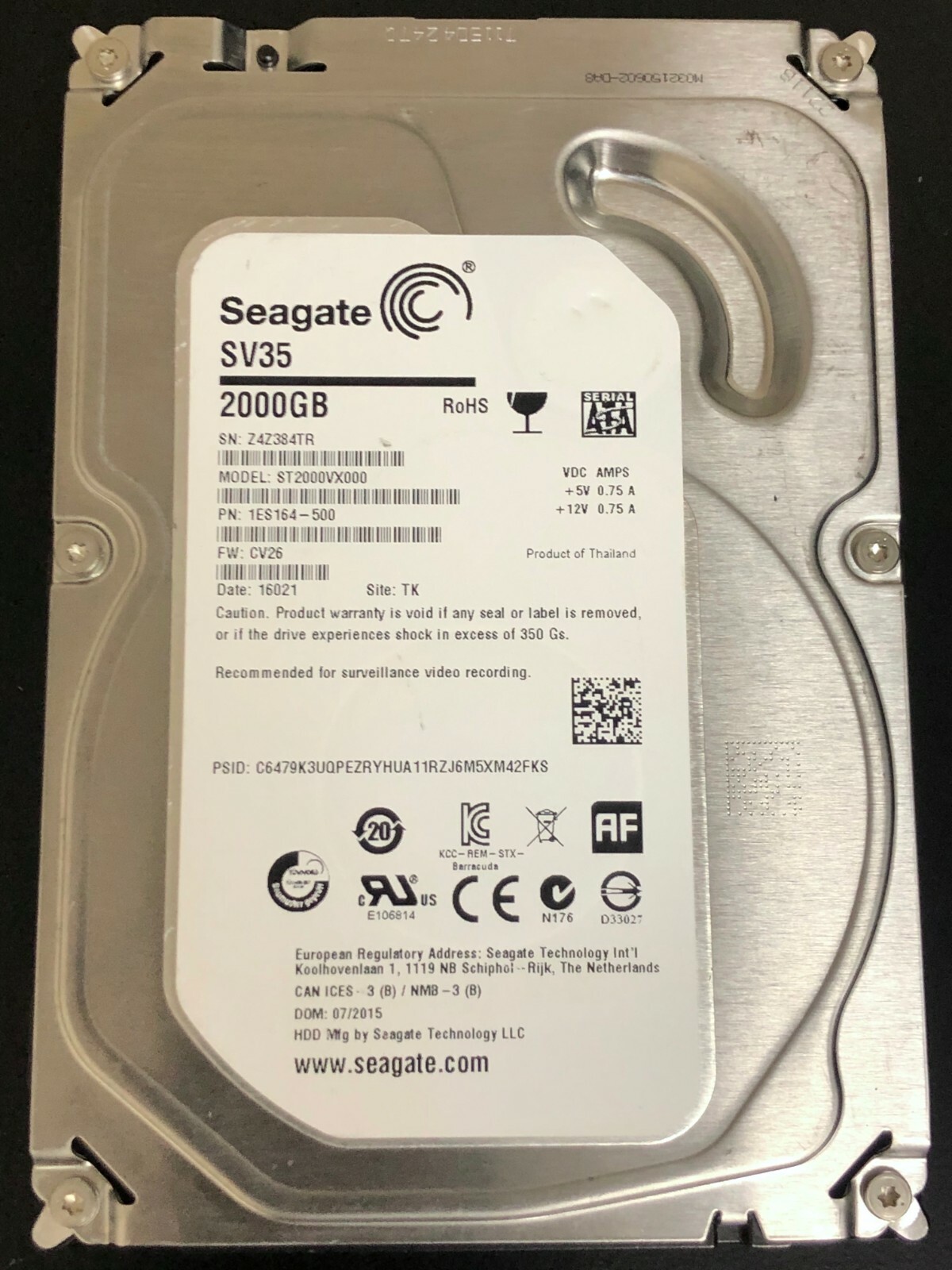 Seagate ST2000DM009（HDD 3.5インチ 2TB） Amazon.com: Seagate Barracuda 3.5 Inch 2Tb 7200 Rpm 64Mb 6Gb
