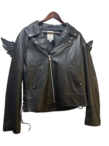 Adidas JEREMY SCOTT BLACK LEATHER BIKER JACKET WITH WINGS Adidas JEREMY SCOTT BLACK LEATHER BIKER JACKET WITH WINGS