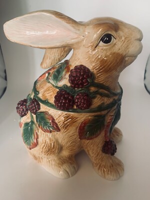 Vintage Fitz & Floyd Blackberry Rabbit Lidded Canister/Candy Jar Retired Item