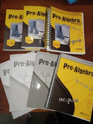 A Beka Pre Algebra Lot - 2 Student Textbook 2 Quizzes Tests Keys Guide