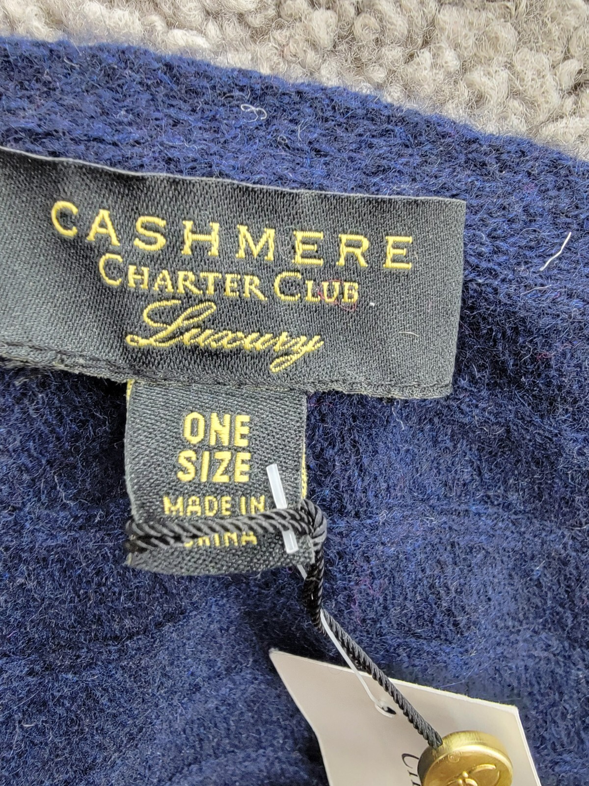 Charter Club Ribbed 100% Cashmere Scarf Women's One Size Navy - Picture 7 of 13