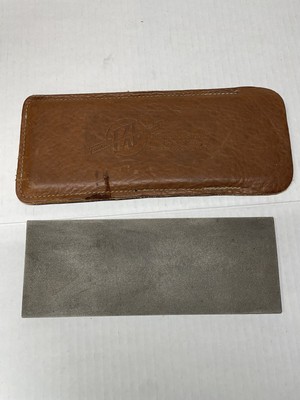 Vintage EZE LAP Diamond Stone Sharpener w/ Leather Case - Whet Wet Stone 8x3