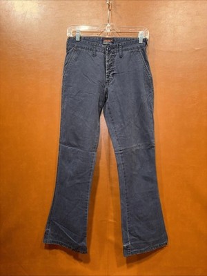 Abercrombie Women's Pants Size 28x30 Navy Blue Cotton Chino Mid Rise Flared Legs