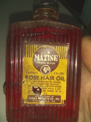 Vintage Maxine Rose Hair Oil 3 oz   Bottle W/ Label And Lid ~ Full.