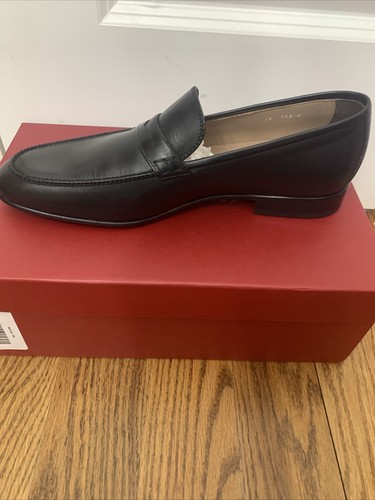 Pre-owned Ferragamo Salvatore  Lord Black Leather Men Loafers Shoes 10.5 D