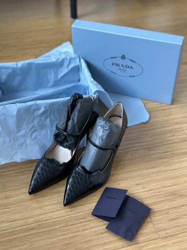 【PRADA】lady's サテン スリッパ スクエアトゥ brown／black Dark Brown Leather slippers | PRADA