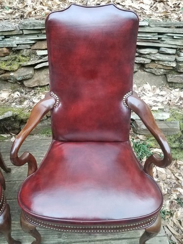 ~ RARE~ 2 Vintage Hancock & Moore Kensington Gooseneck Leather Chairs~ESTATE!!!!