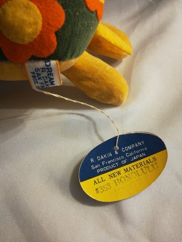 Vintage dream pets sawdust stuffed honolulu harry turtle Japan Dakin w tag!