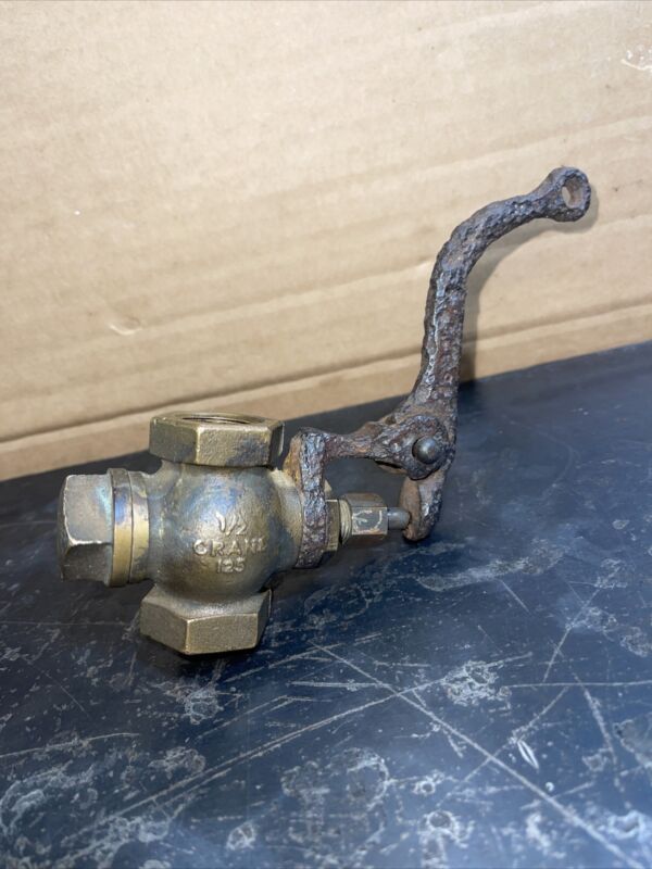 Antique brass 1/2” Crane 125 Steam Whistle Valve 