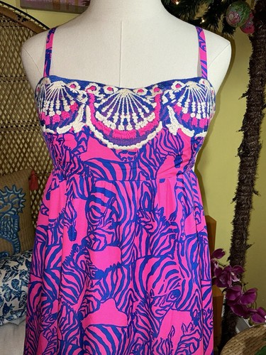 Pre-owned Lilly Pulitzer Bernadetta Maxi Dress Passion Fruit Pink Wild Nights Size 6