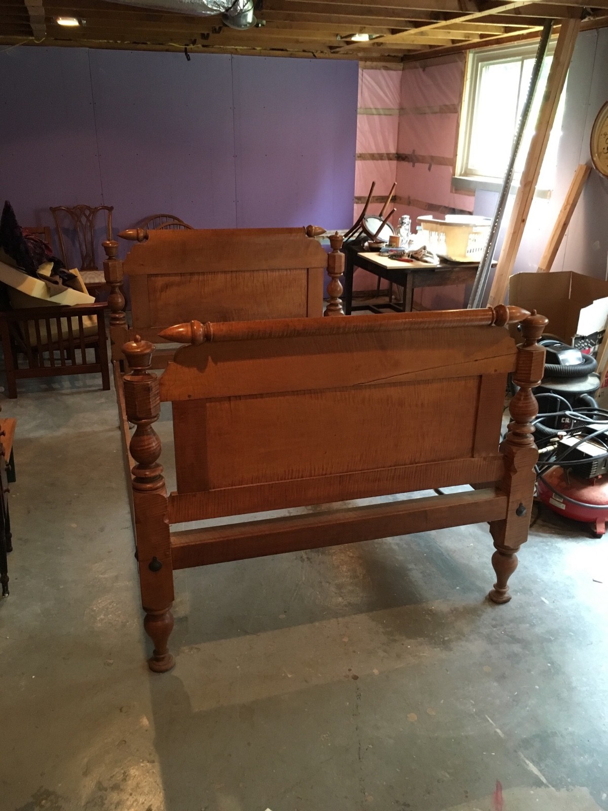 Empire Sleigh Bed Mid 1800’S- Solid Curly Maple