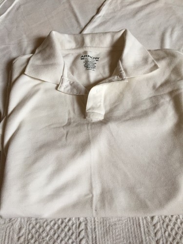 Set of 3 ARROW White Polo School Dress Golf Style Shirt Boy Size L 14-16 Uniform