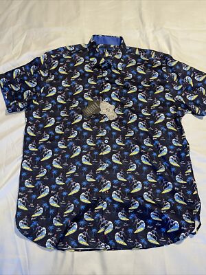 New Visconti Black Short Sleeve Shirt Mens Size Xl  Retail $125 Skull