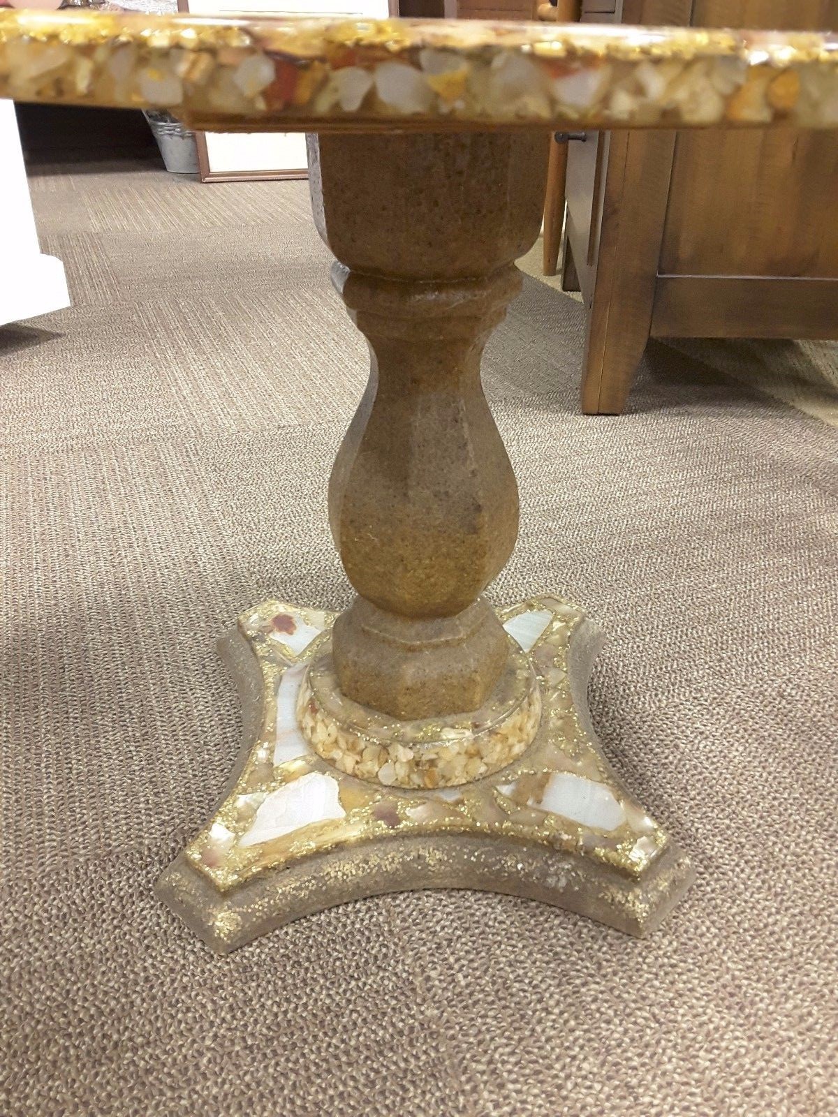 COFFEE SIDE TABLE MID CENTURY ARTURO PANI GOLD ONYX INLAY RESIN Art Deco Round