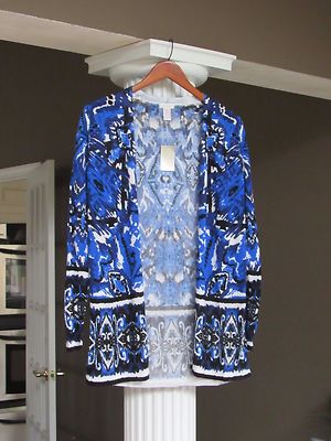 CHICO'S Shades Of Blue Light Weight Dara Cardigan Sweater Size 0 (4-6) NWT
