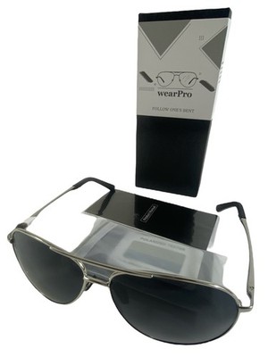 wearPro Premium Sonnenbrille Damen Herren UV400 Metallrahmen Schwarz Silber NEU