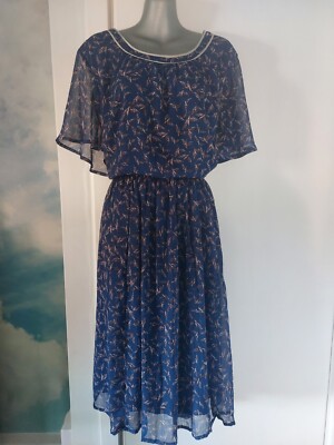 Claire Richards Blue Lined Chiffon Dress Size 24
