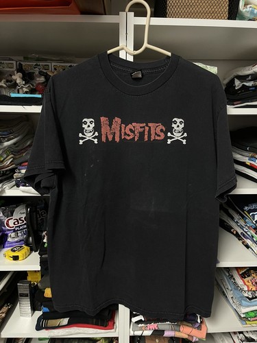 Vtg 2000s Misfits T Shirt Cinder Block Skull Black Grunge