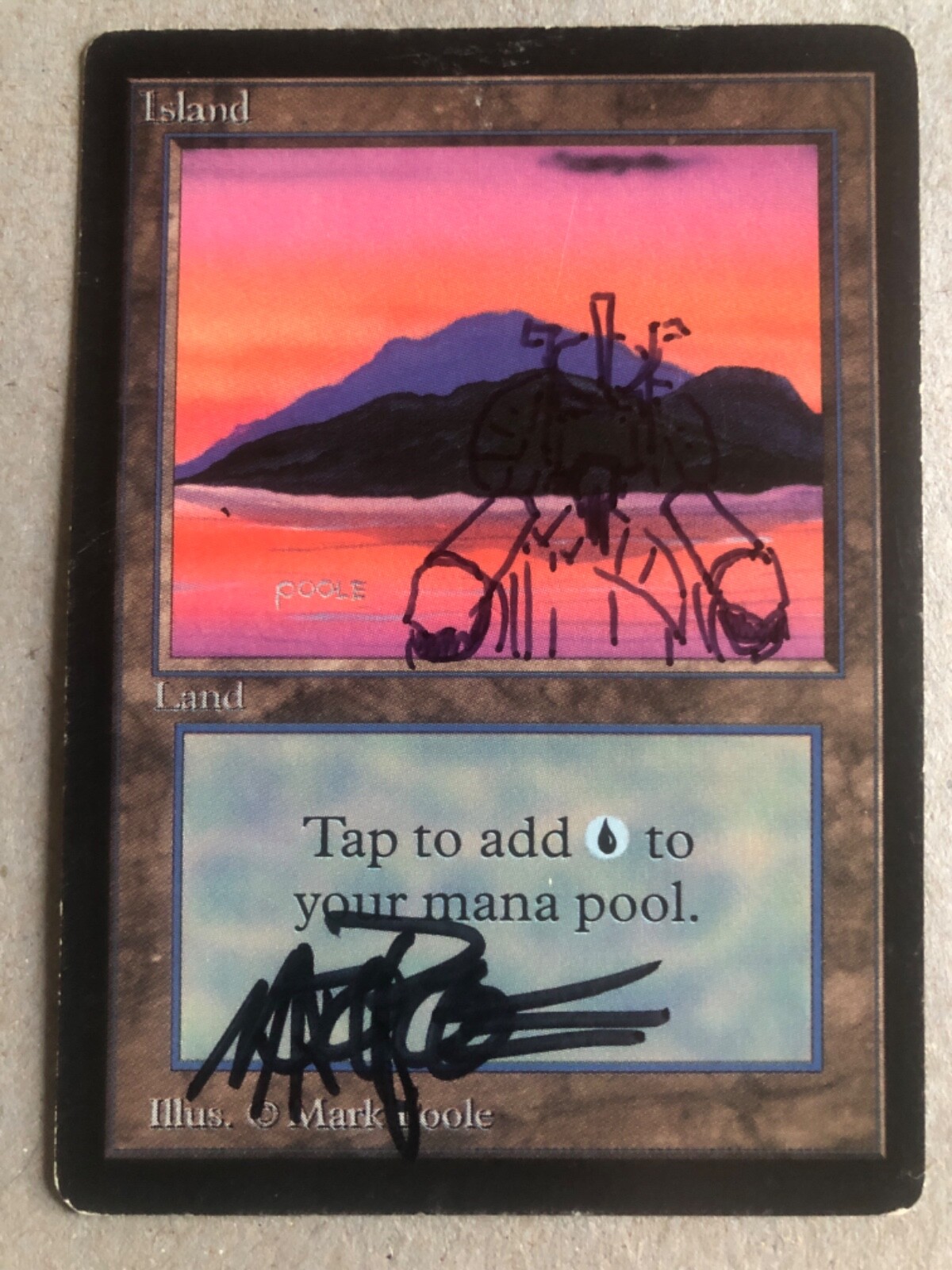 MTG: BETA ISLAND hand drawn and signed *Ancestral Recall* by MTG: BETA ISLAND hand drawn and signed *Ancestral Recall* by