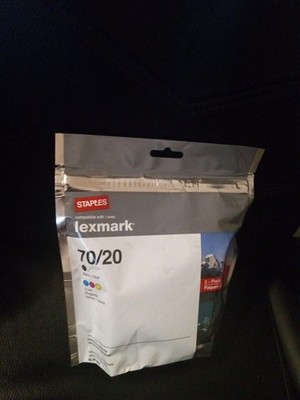 STAPLES Lexmark 70/20 Tri-Color/Black Ink Cartridges 2/PK Sealed Brand New