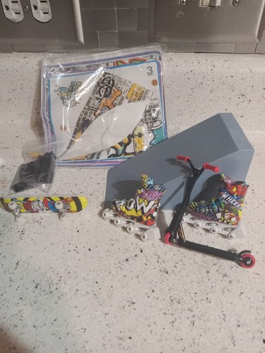 Hipster Mini Finger Skateboard, Skates, Scooter Set With Stickers N More Openbox