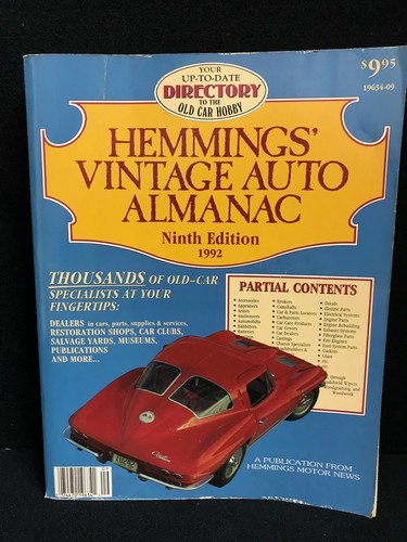 Hemmings Motor News 1992 Vintage Auto Almanac Directory To Old Car Hobby
