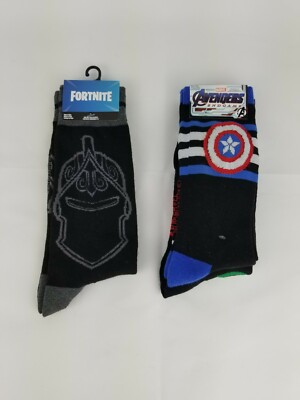 New Mens Epic Games Fortnite & Avengers End Game Crew Socks Size 6-12