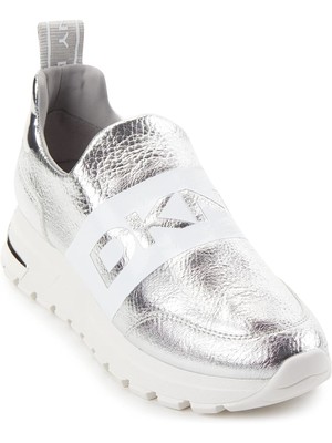 

Женские кроссовки без шнуровки DKNY Silver Logo Padded Mosie с круглым носком на платформе, Серебряный, K3149668