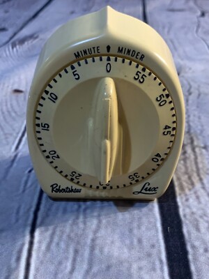 Vintage 1970s Lux Robertshaw Timer Mechanical Kitchen 60 min Minute Minder