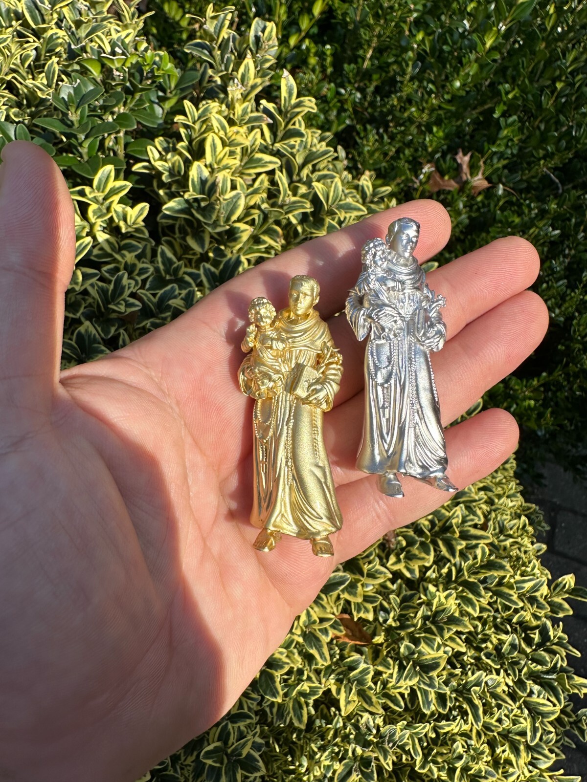 Pre-owned Harlembling Heavy 3d St Joseph W Baby Jesus Real 925 Silver 14k Yellow Gold Pendant Necklace