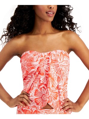 

VINCE CAMUTO SWIM Женский оранжевый эластичный купальник-бандо с драпировкой спереди, топ