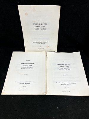 PRINTING ON THE XEROX 9700 LASER PRINTER GUIDE PART 1,2,4 BY GERRY CLARK, 1985
