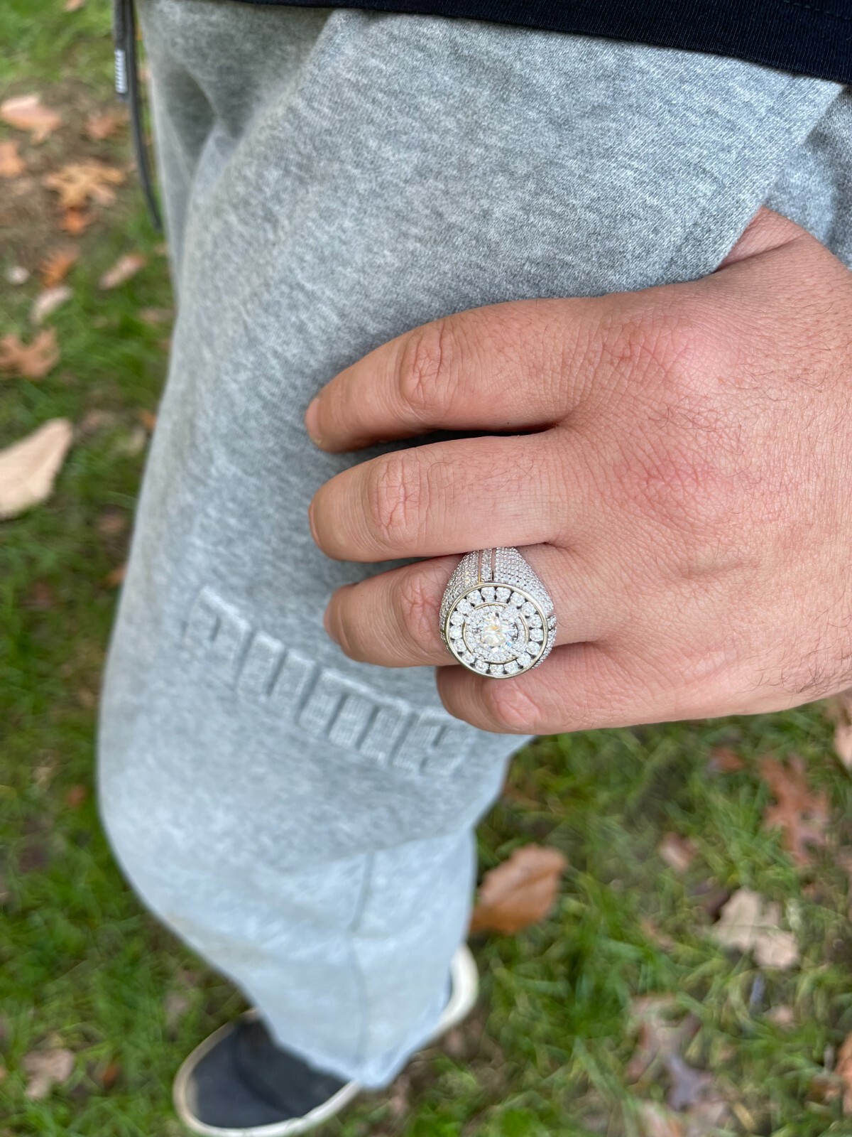 Pre-owned Pinky Large 925 Silver Iced Hip Hop 6ct Men's Moissanite Ring Pass Diamond Test