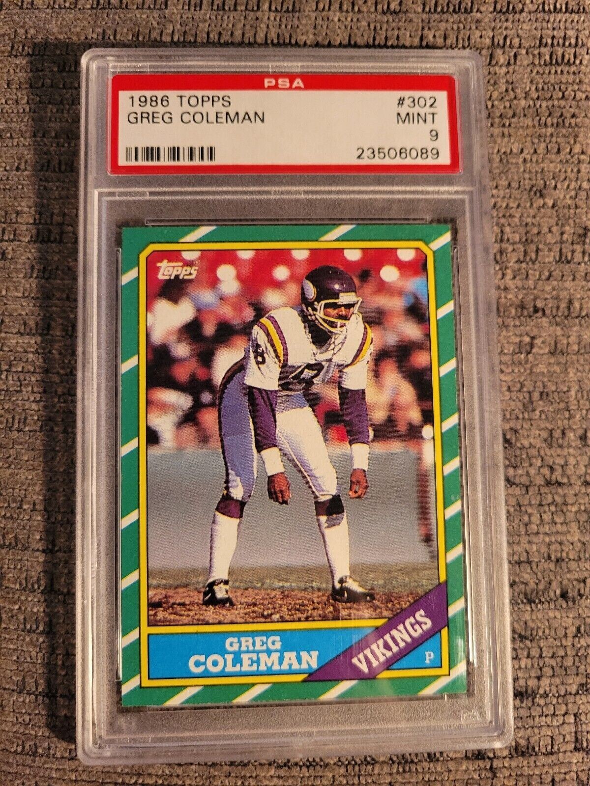 1986 Topps Greg Coleman PSA 9 MINT card #302 Minnesota
