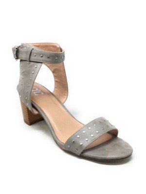

JOURNEE COLLECTION Женские серые сандалии Mabel с заклепками и круглым носком на блочном каблуке, Серый, MABEL