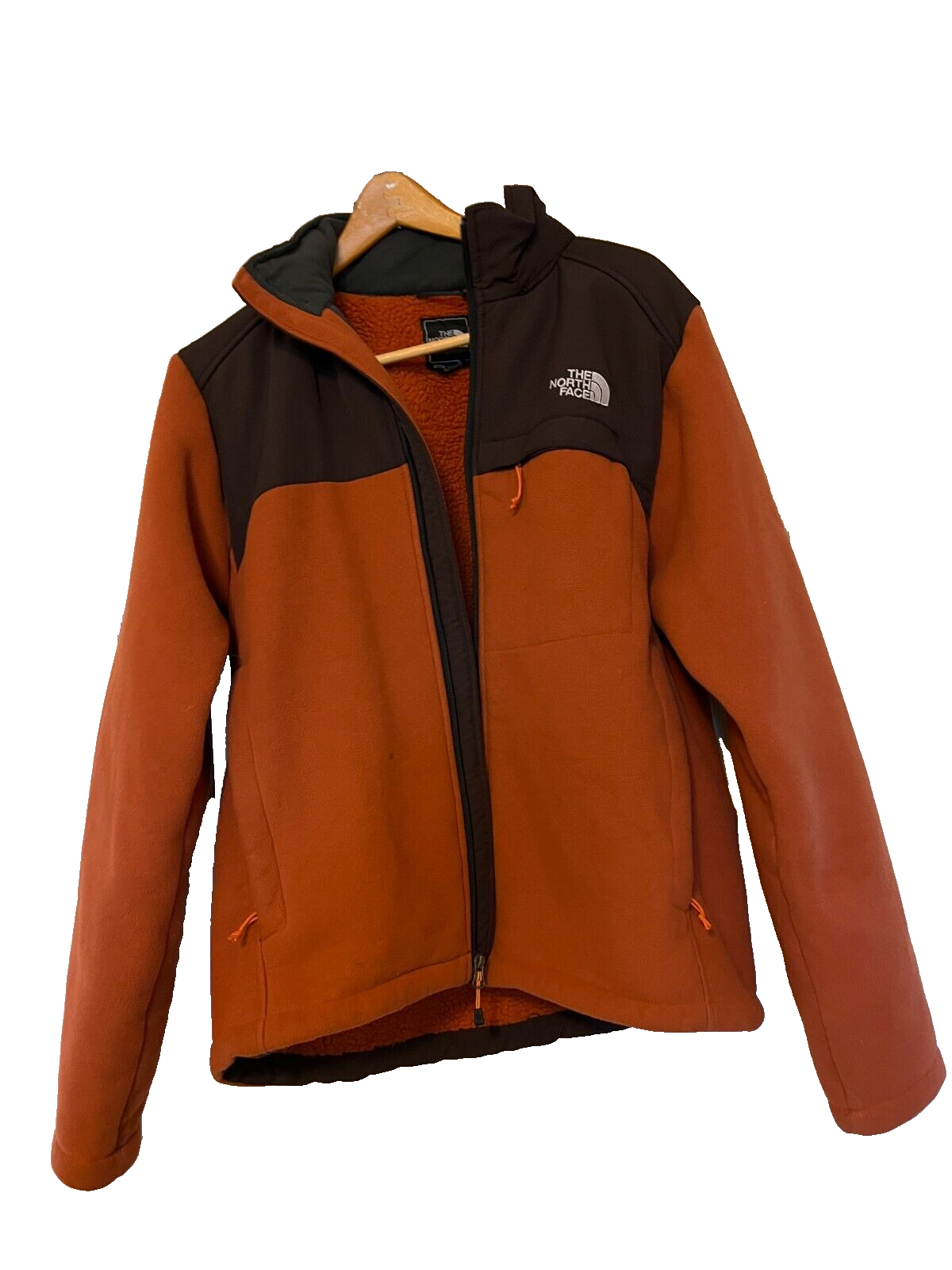 The North Face Orange /Brown Fleece Sherpa Lined Zipper Jacket Size Medium