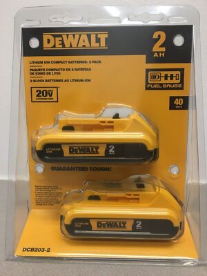DEWALT DCB203- 20V MAX DCB203-2 20 V 2 Ah Lithium-Ion Compact Battery  Pack