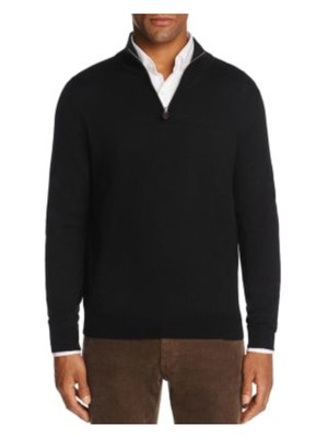 

Дизайнерский Бренд Мужской Черный С Длинным Рукавом Имитация Шеи Zip Merino Blend Sweater
