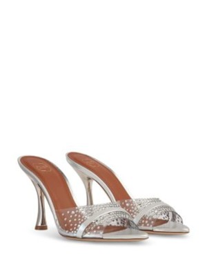 

MALONE SOULIERS Женские серебристые прозрачные босоножки без шнуровки на каблуке Julia Toe, Серебряный, JULIA 90-1