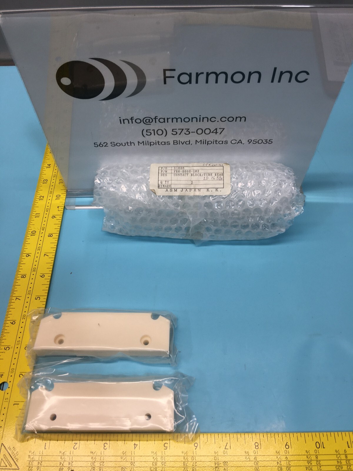 2 ASML FB6-0000-102 CONTACT BLOCK, TUBE REAR,CERAMIC, LARGE, 157450