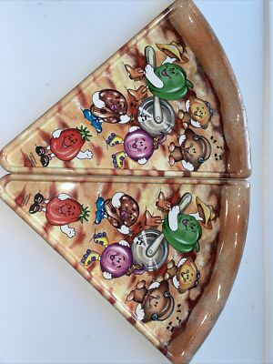 Debora Mallow Pizza Slice Shaped Party Plates Plastic Set of 2 Vintage 90s NOS