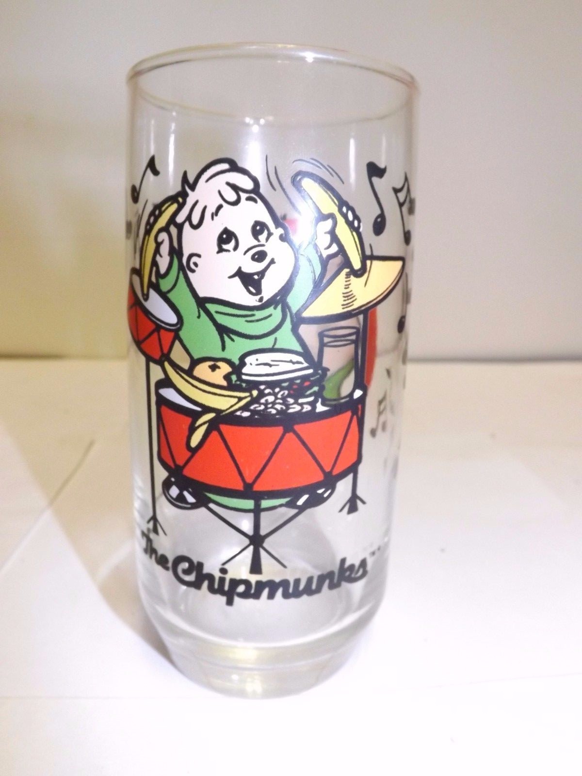 VINTAGE 1985 THEODORE OF THE CHIPMUNKS GLASS TUMBLER BAGDASARIAN PRODUCTIONS