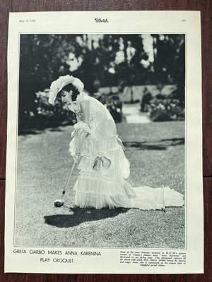 Greta Garbo Actress ''Anna Karenina'' MGM Film Movie Croquet The Sketch 1935