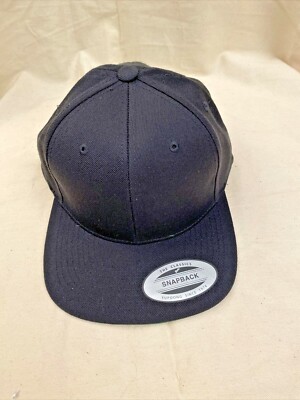 Classic New Blank Yupoong Snapback Hat Cap all BLACK 6 panel NEW