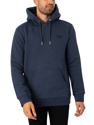 

Мужская толстовка с капюшоном Superdry Essential Logo, синяя, Синий