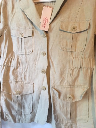 Motherhood Maternity Medium  Jacket  Tan/Beige 100% LINEN ~ New With Tags!