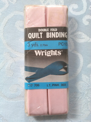 3 yards Light Pink QUILT BINDING 1'' Wide Double Fold Bias Tape Wrights