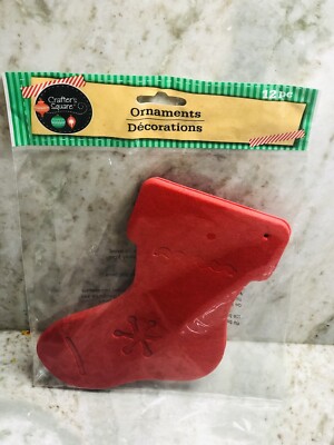 Ship N 24 Hours. New-Crafter s Square Red Felt Stocking Ornaments. 12 pc. 7 Inch