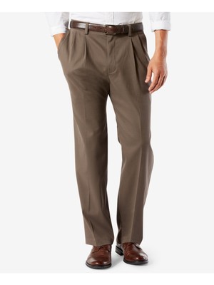 

DOCKERS Мужские коричневые плиссированные брюки классического кроя, Коричневый, 328950002